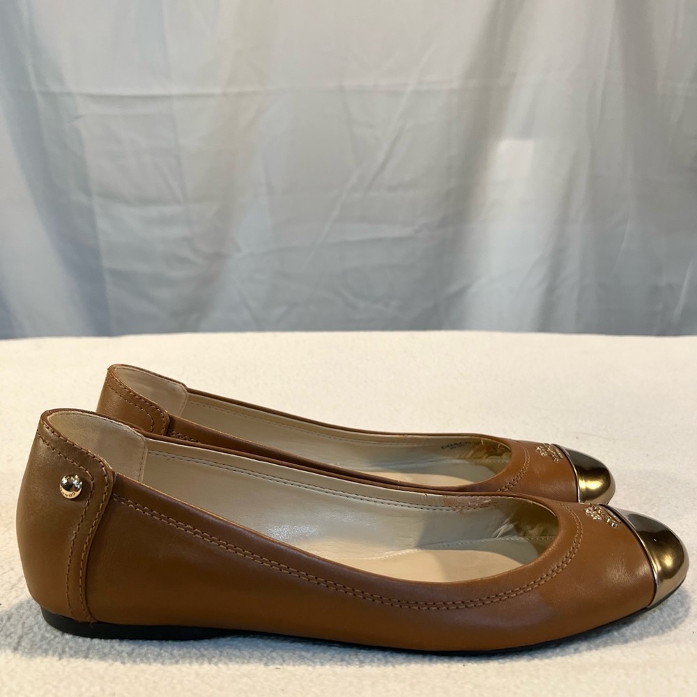 SOLD/Coach Leather/Gold Tip Ballet Flats - Picture 5 of 8
